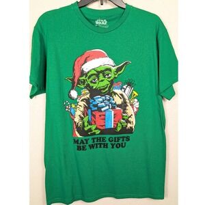 Star Wars Yoda Christmas Shirt Men's‎ Medium Green May The Gifts Be With You NWT